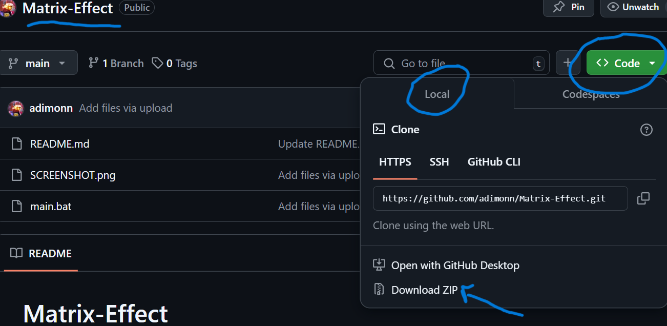 Image showing how to download files from GitHub.