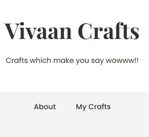 Image of Vivaan Crafts Website.